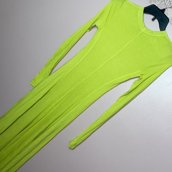 Rare Enza Costa Silk Paneled Flare Dress in Acid Lime - Picture 6 of 9
